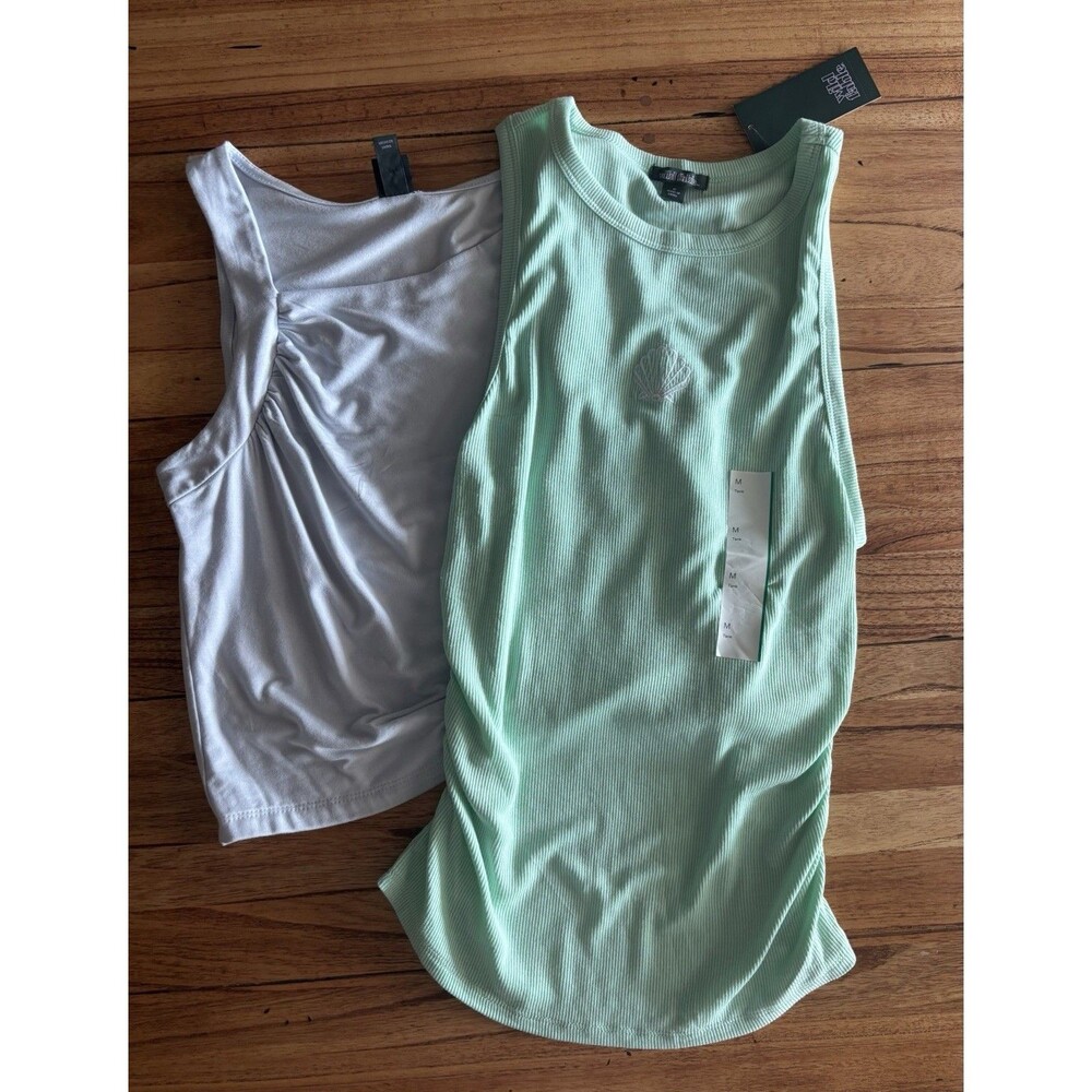 Lot Of 2 Women's High Neck Tank Top in Mint & Blue Tank Wild Fable Size Medium
